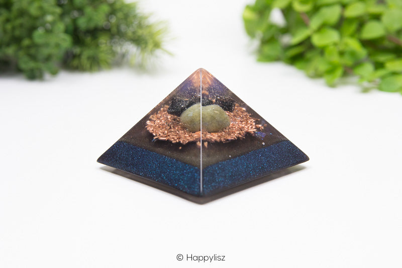 Orgonite Pyramid - Shungite, Labradorite and Black Tourmalin - Front