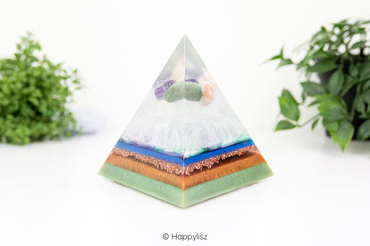 Orgonite Tetrahedron – Green Aventurine, Sunstone & Amethyst - Front