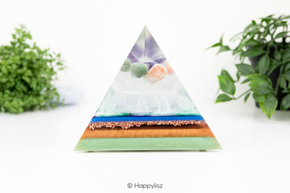 Orgonite Tetrahedron – Green Aventurine, Sunstone & Amethyst - Side