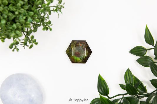 Pocket Orgonite - Carnelian, Green Aventurine & Rose Quartz - Hexagon - Top