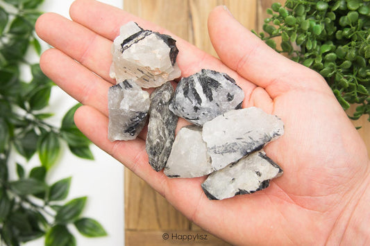 Tourmaline Quartz - Raw Chunks - In Hand